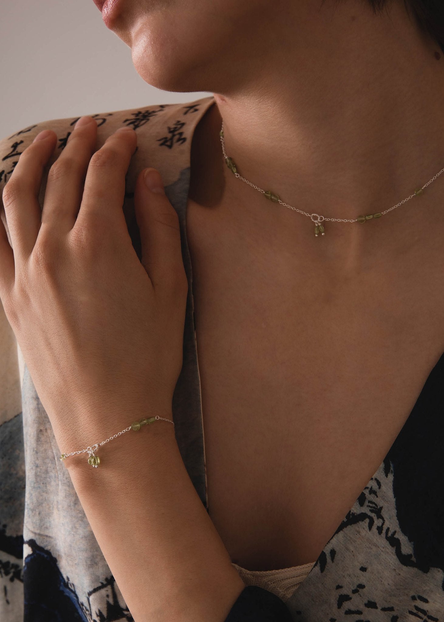 Eiffel Halskette mit Peridot - Silber