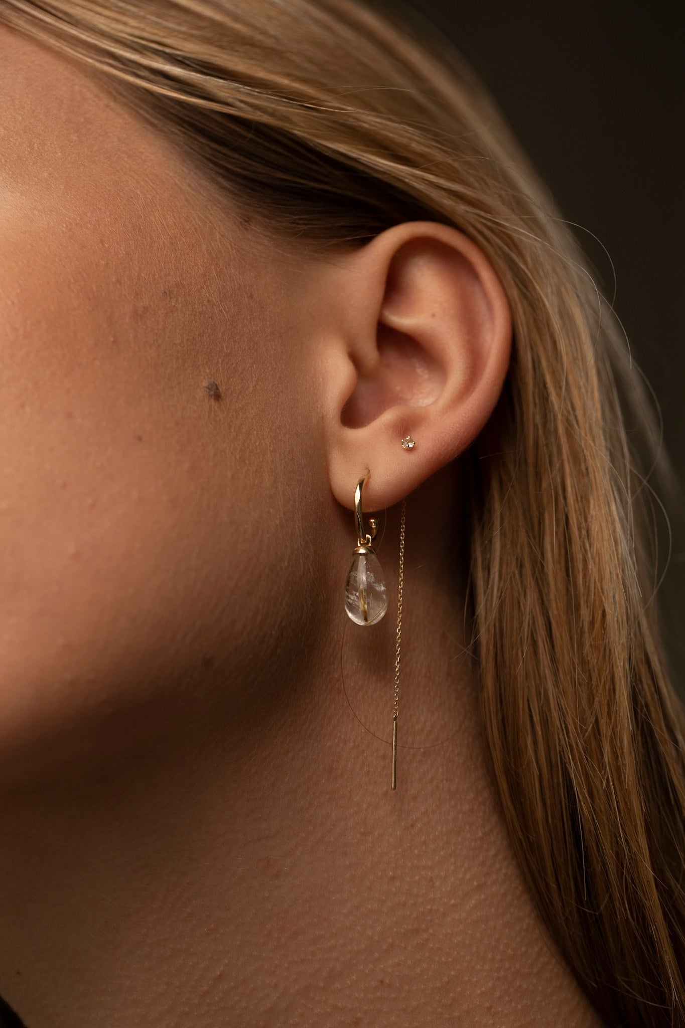 10-Karat Drop charm mit goldenem Rutilquarz