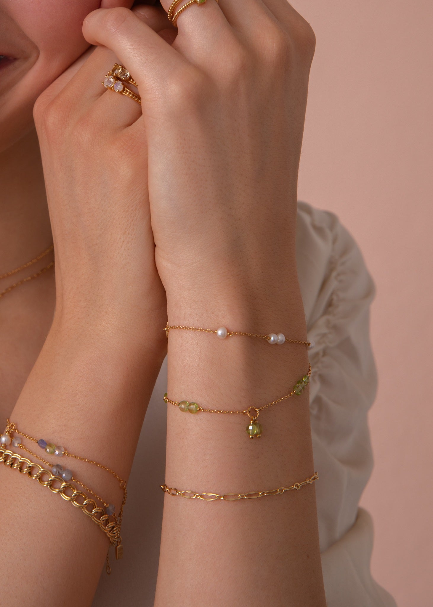 Eiffel Armband mit Peridot - vergoldet