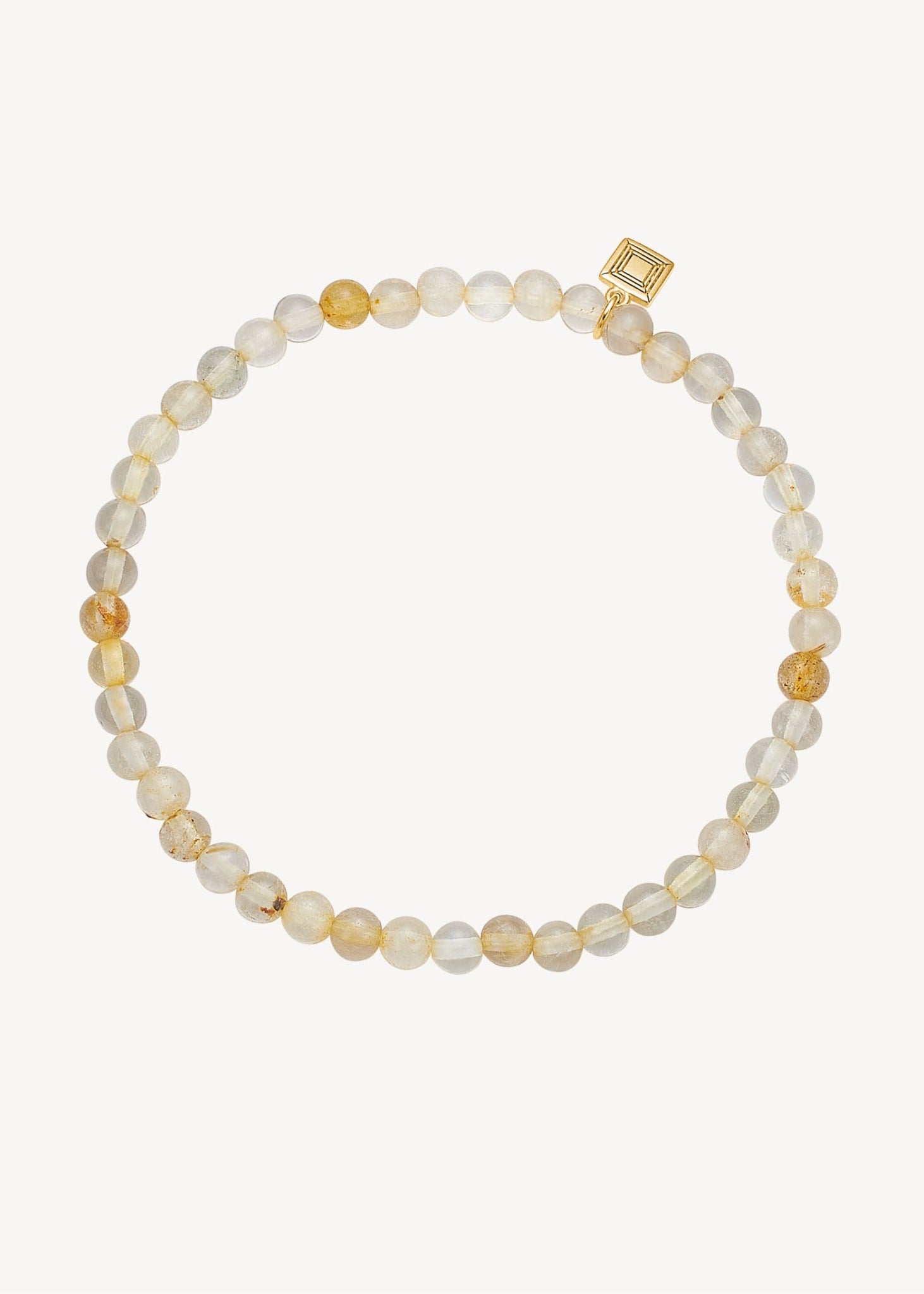 Slip on armbånd med elastik og tag i guldbelagt sterling sølv med runde gyldne rutil kvarts ædelsten, perfekt spirituelt armbånd til ham og hende og god gave til hende under 900 kr