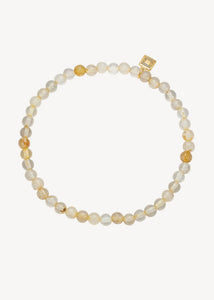 Slip on armbånd med elastik og tag i guldbelagt sterling sølv med runde gyldne rutil kvarts ædelsten, perfekt spirituelt armbånd til ham og hende og god gave til hende under 900 kr