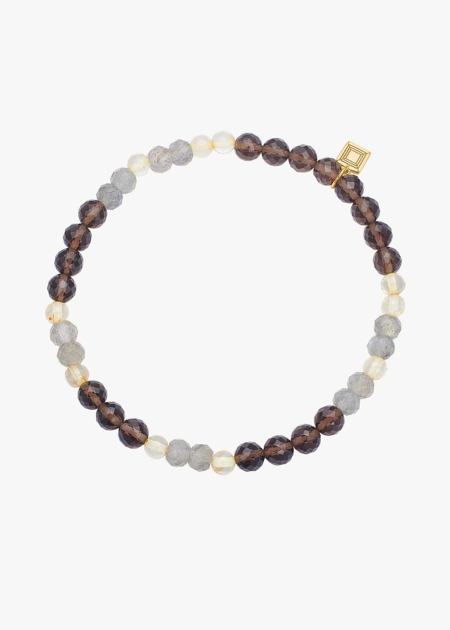 Ædelstensarmbånd med spirituelle ædelsten i slip on design til ham og hende med brune kvarts, labradorit og gylden rutil kvarts ædelsten til mænd og kvinder