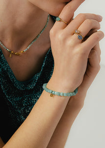 Mono Armband mit Chrysopras - vergoldet