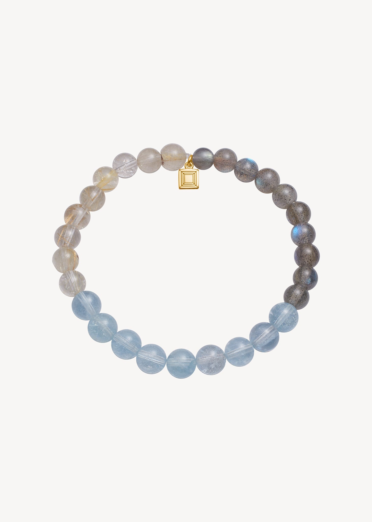 Trio Armband mit Rutilquarz, Aquamarin und Labradorit - vergoldet