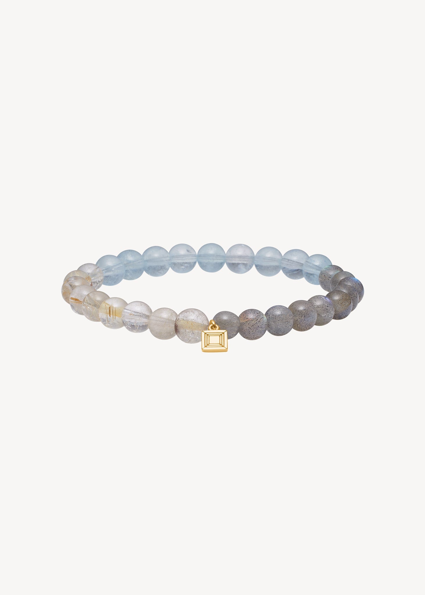 Trio Armband mit Rutilquarz, Aquamarin und Labradorit - vergoldet