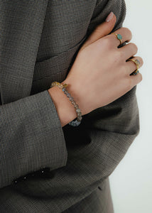 Trio Armband mit Rutilquarz, Aquamarin und Labradorit - vergoldet