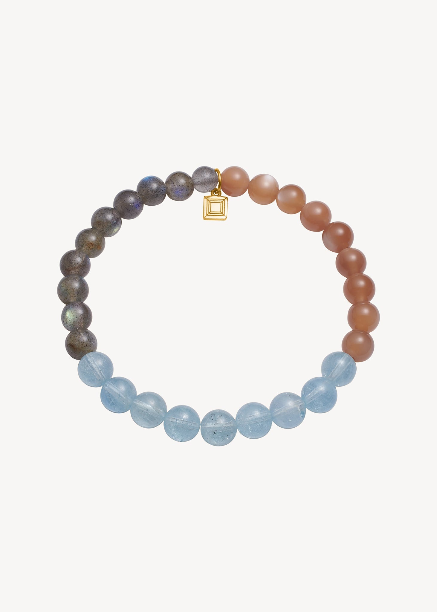Trio Armband mit Sandmondstein, Aquamarin und Labradorit - vergoldet