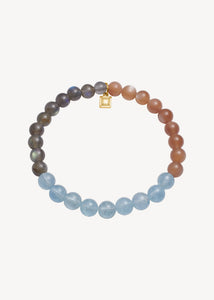 Trio Armband mit Sandmondstein, Aquamarin und Labradorit - vergoldet