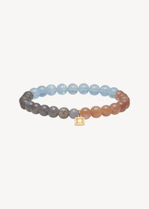 Trio Armband mit Sandmondstein, Aquamarin und Labradorit - vergoldet