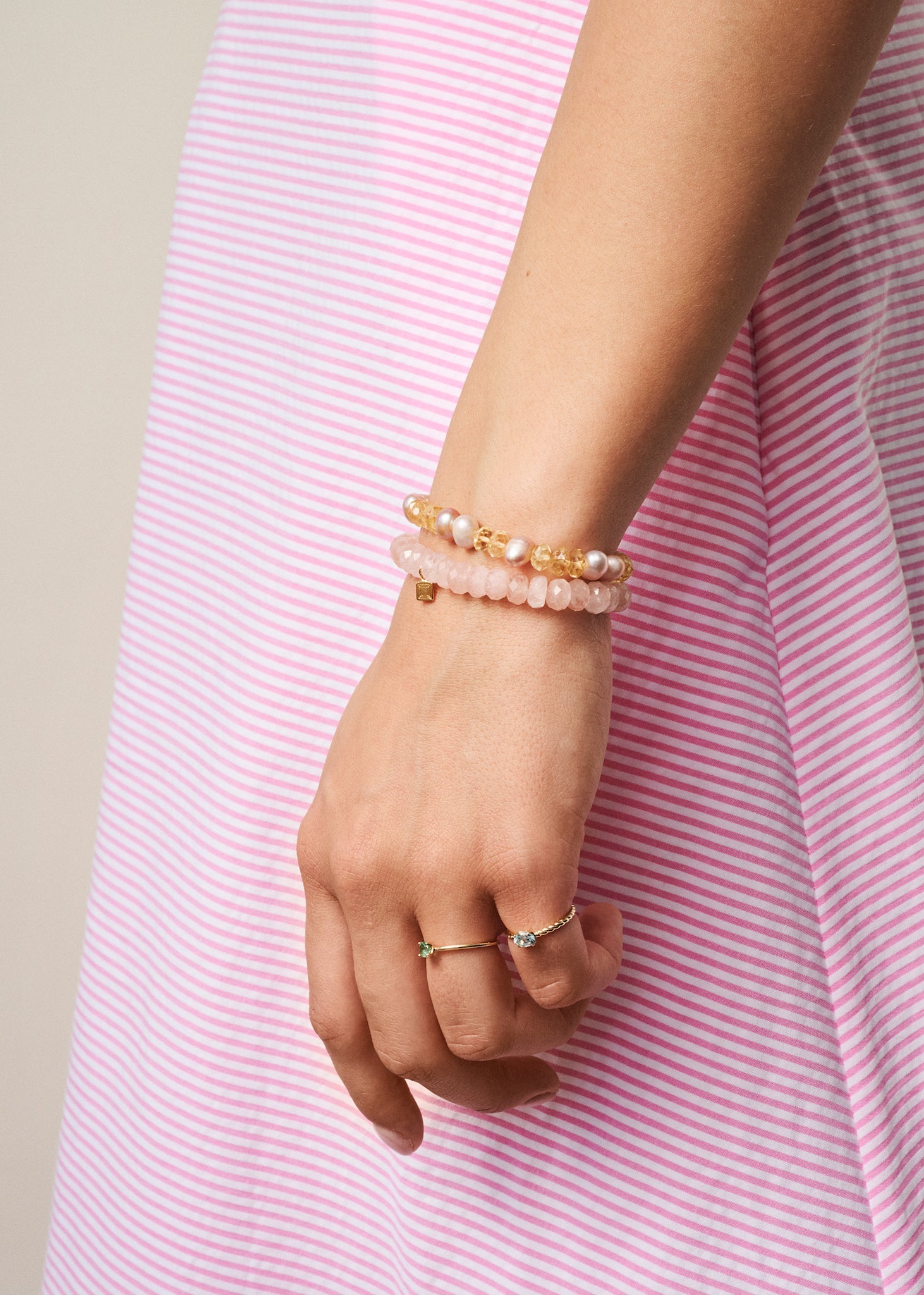 Candy Armband mit pinkem Morganit - vergoldet