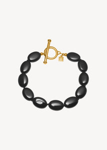 Dragee Midi Armband mit schwarzem Achat - vergoldet