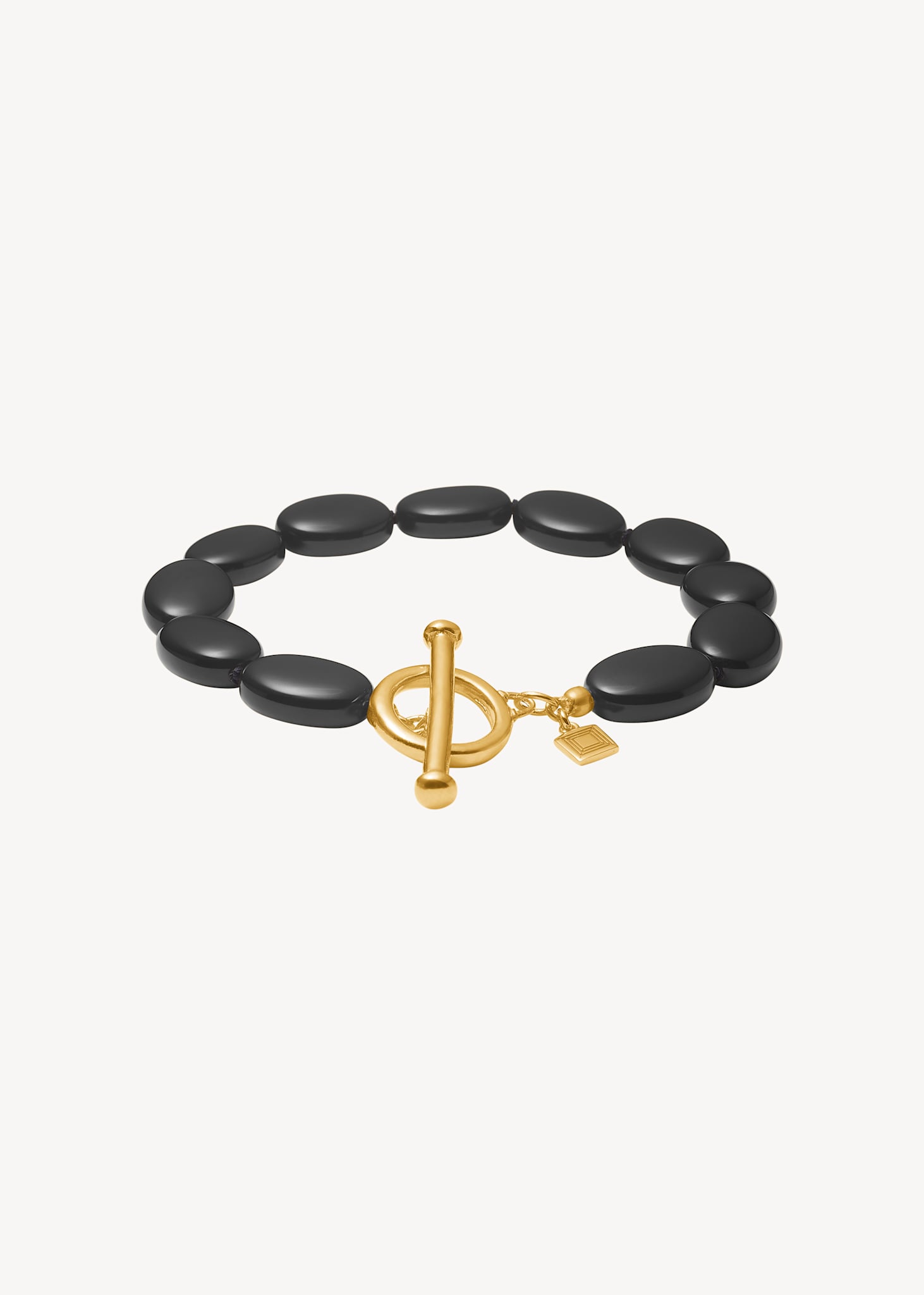 Dragee Midi Armband mit schwarzem Achat - vergoldet