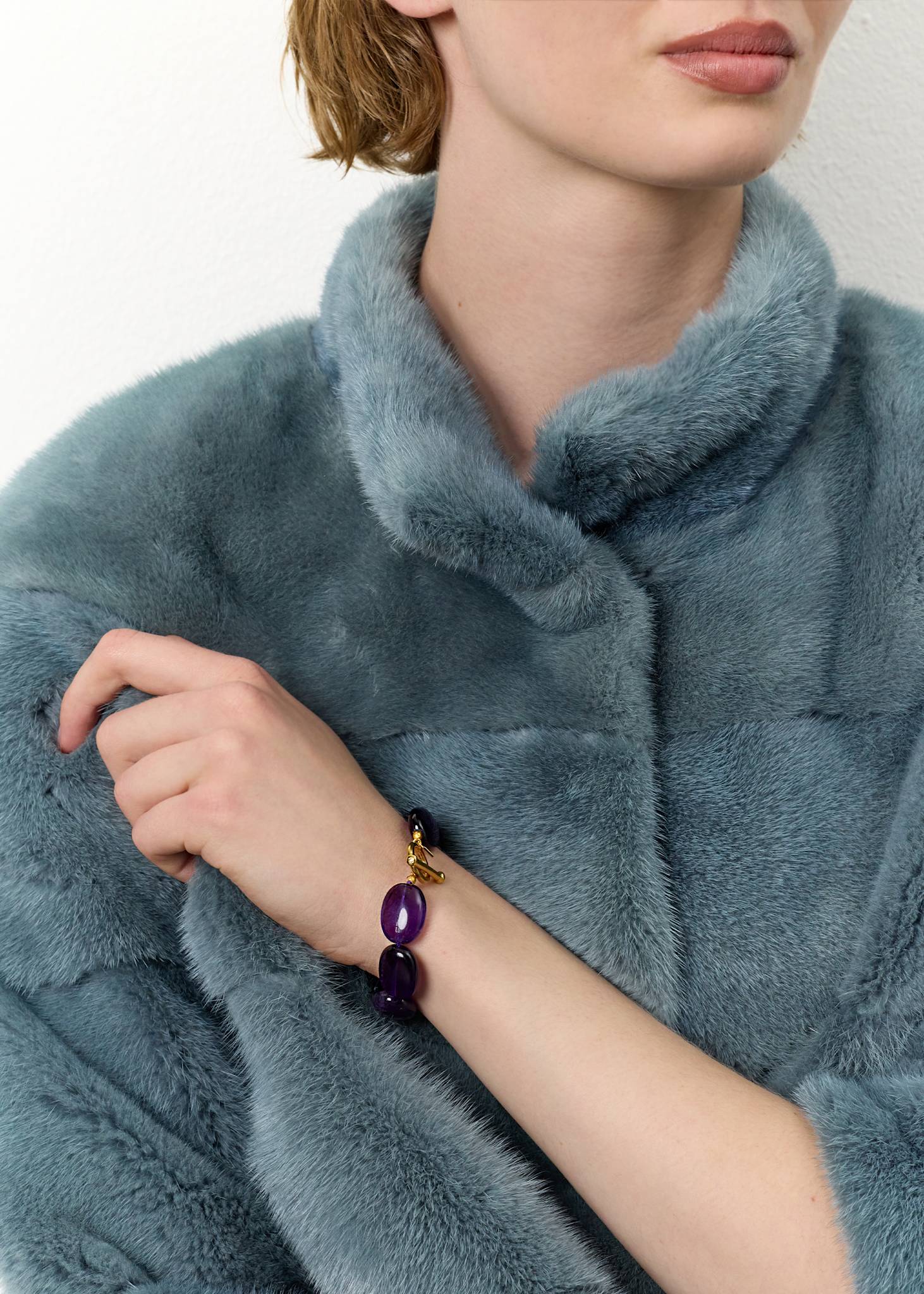 Dragee Maxi Armband mit Amethyst - vergoldet