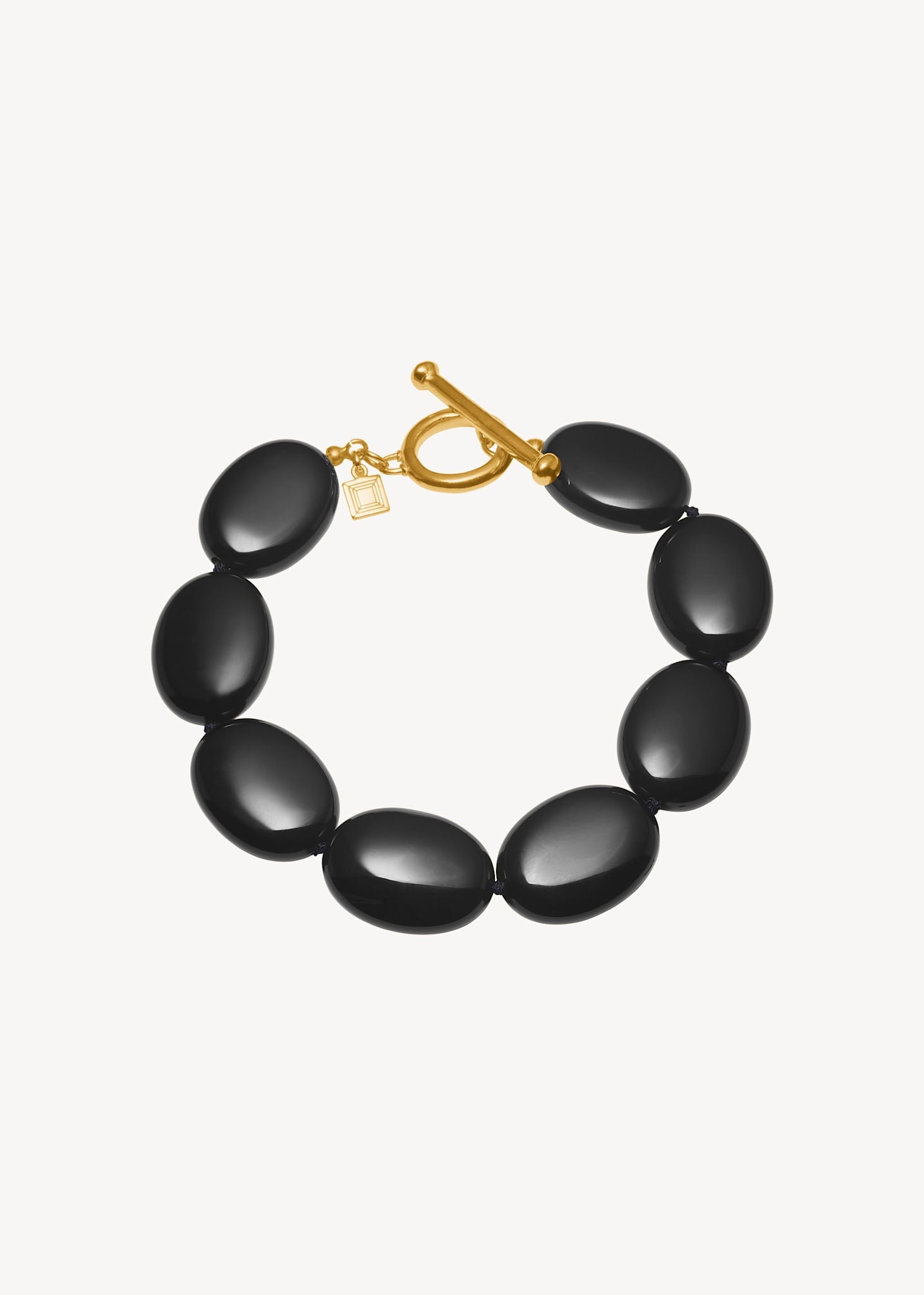 Dragee Maxi Armband mit schwarzem Achat - vergoldet