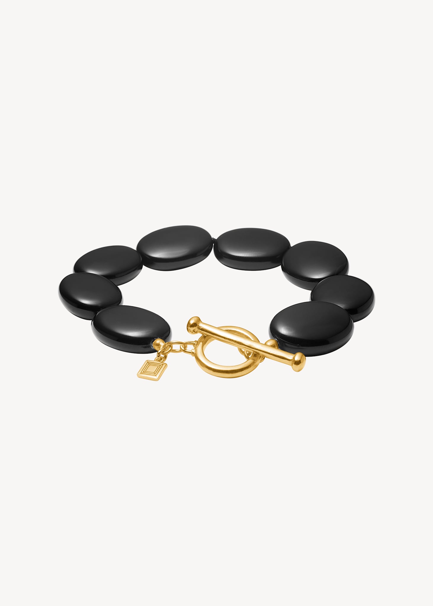 Dragee Maxi Armband mit schwarzem Achat - vergoldet