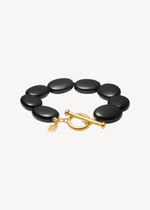 Dragee Maxi Armband mit schwarzem Achat - vergoldet