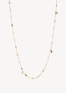 Del Mar Halskette mit Mondstein, Rauchquarz und Labradorit 60 cm - vergoldet