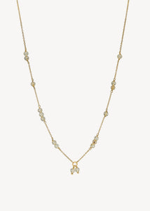 Elegant halskæde i guldbelagt sterling sølv med gylden rutil kvarts ædelsten i 43 cm, perfekt gave til hende og smykke i boheme stil til kvinder på tilbud hos Carré Jewellery