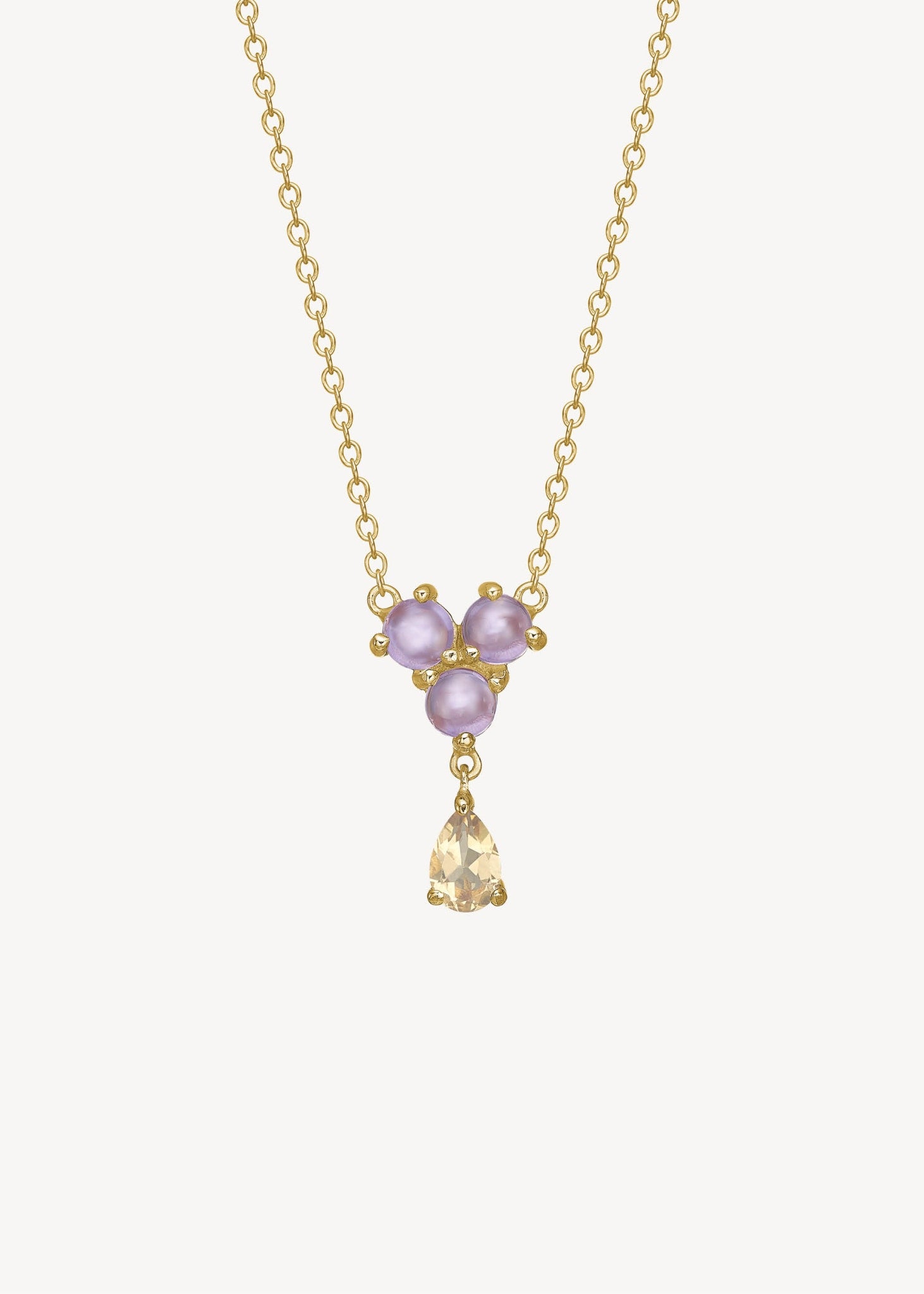 Donna Kette mit Amethyst und Champagnerquarz - vergoldet