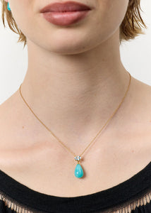 Polly Halskette mit Blauem Topas und Amazonit - vergoldet