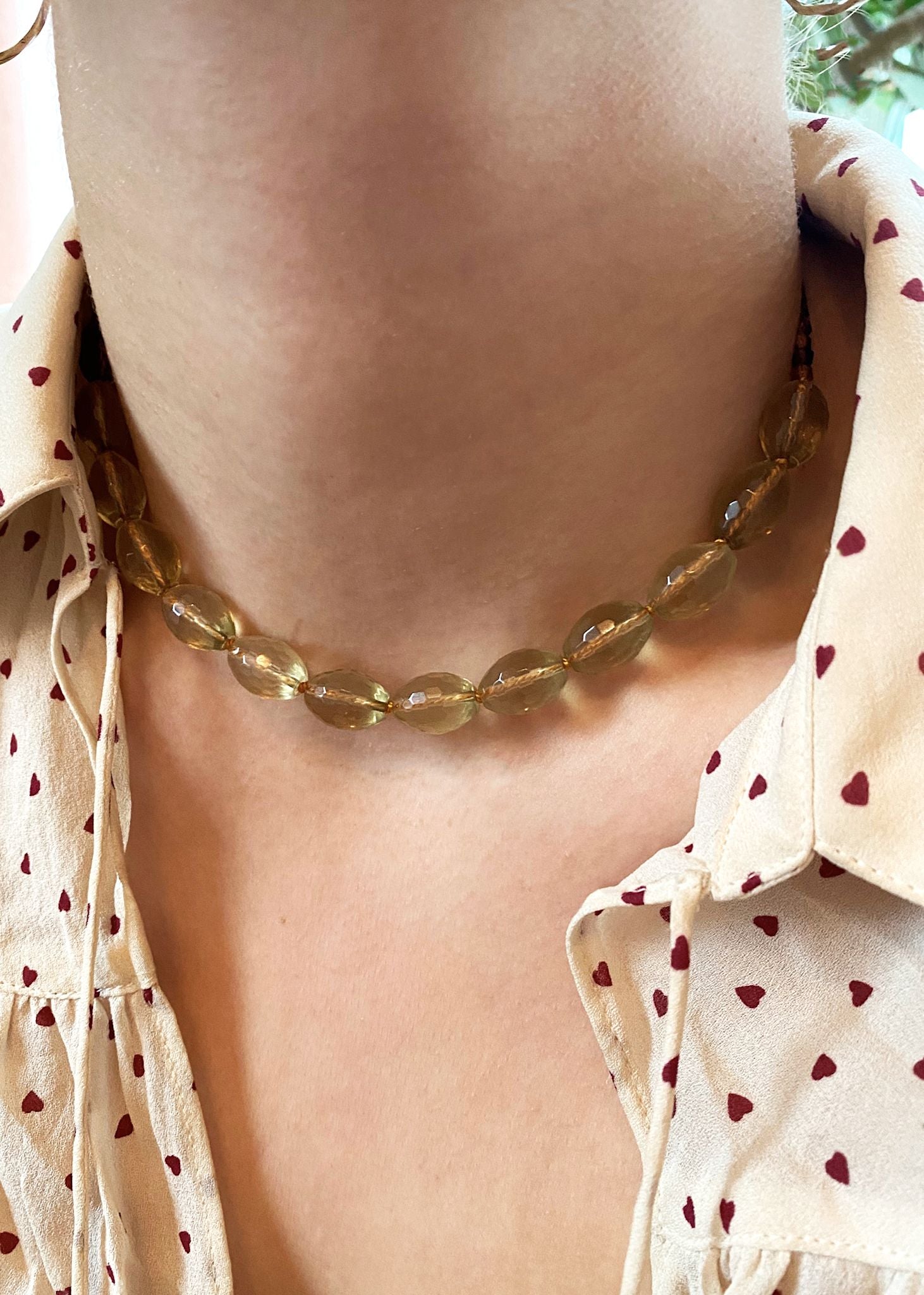 Edith Halskette mit Lemonquarz und Gelber Turmalin - vergoldet