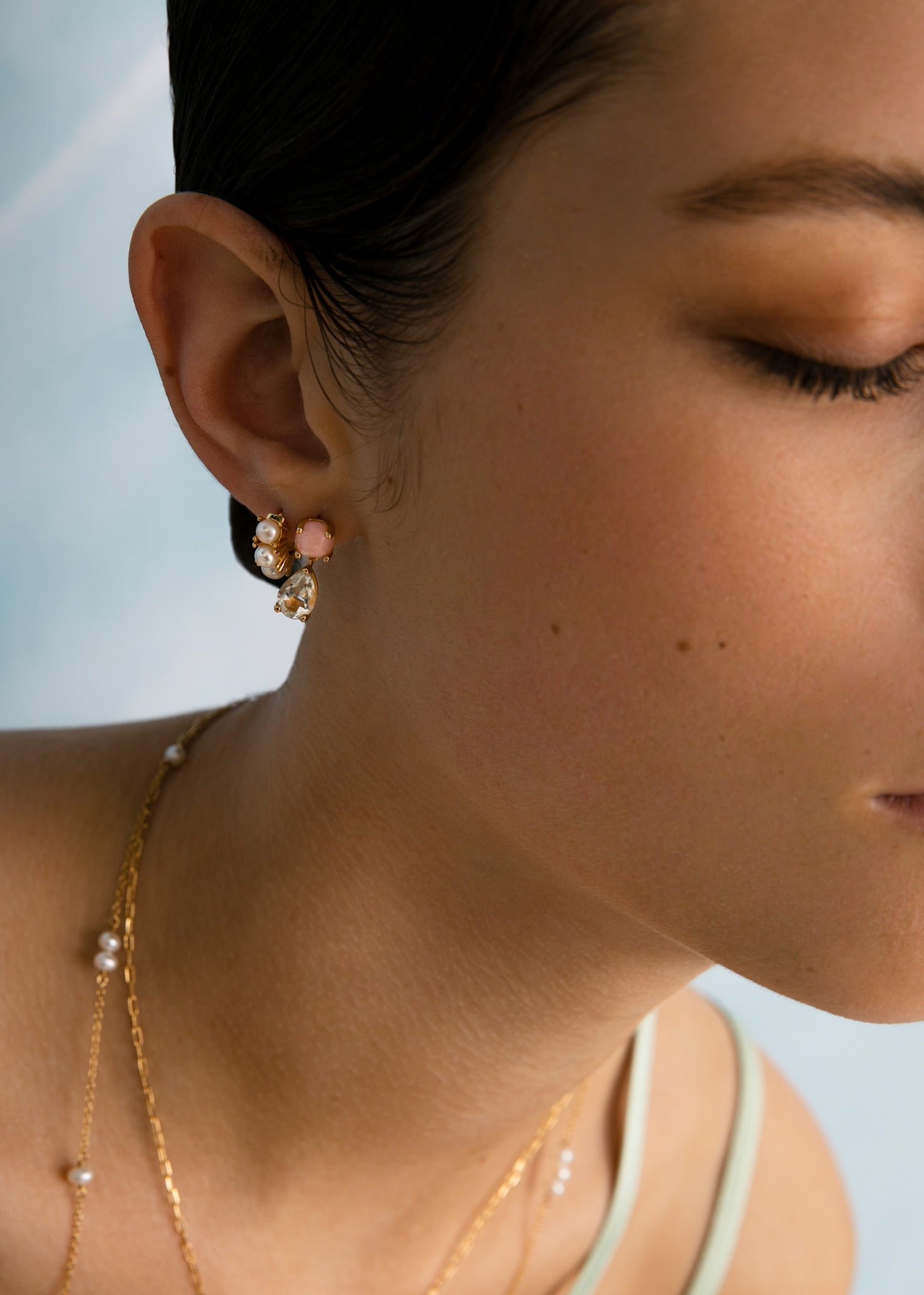 GEM Creole mit Perle 1cm - Vergoldet
