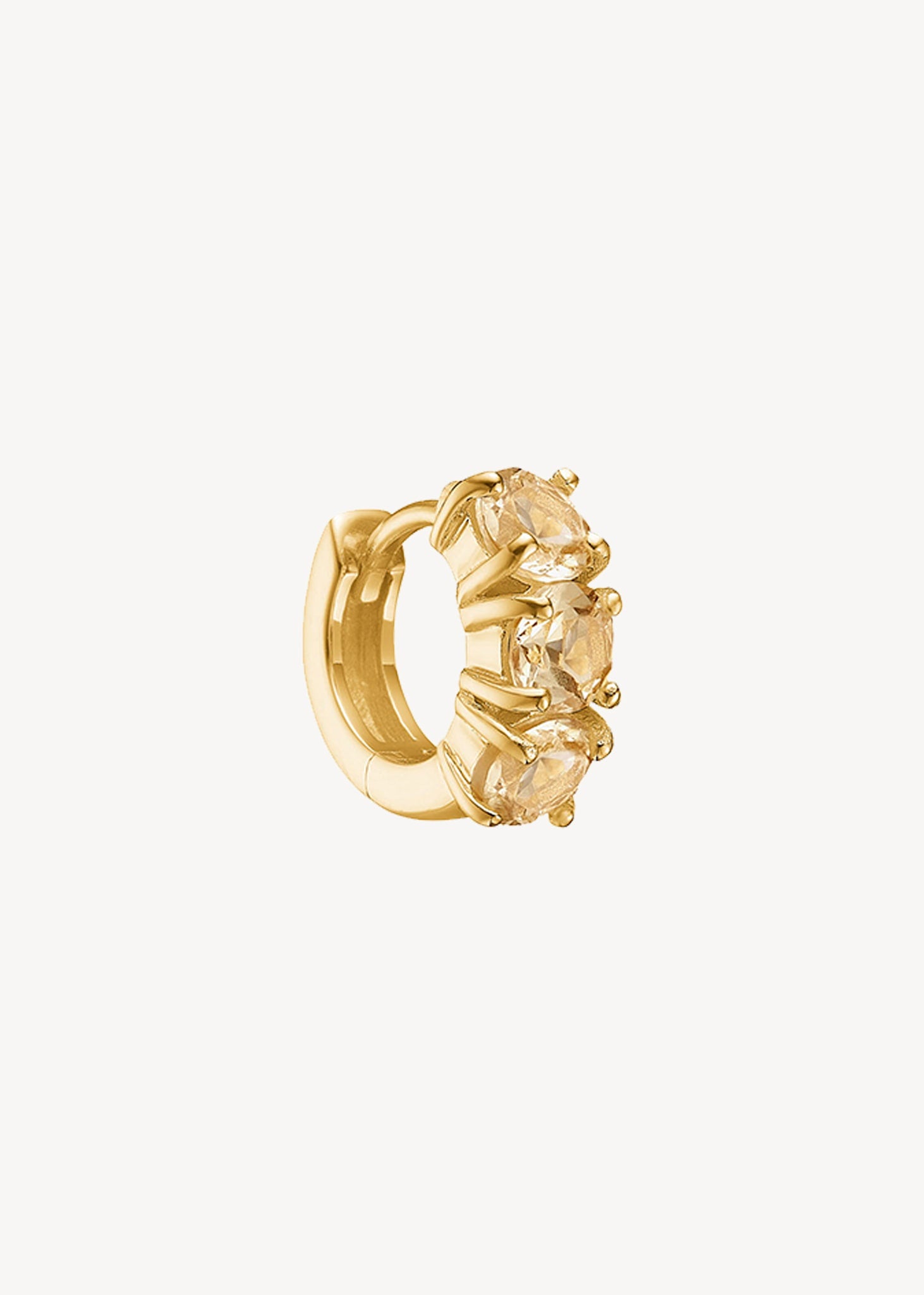 GEM Creole mit Champagnerquarz 1 cm 1 stk - vergoldet