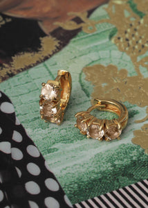 GEM Creole mit Champagnerquarz 1 cm 1 stk - vergoldet