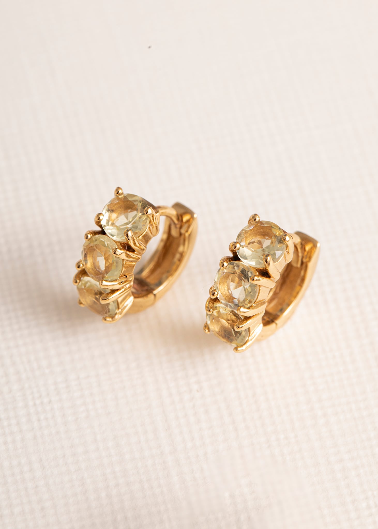 GEM Creole mit Lemonquarz 1cm 1 stk - vergoldet