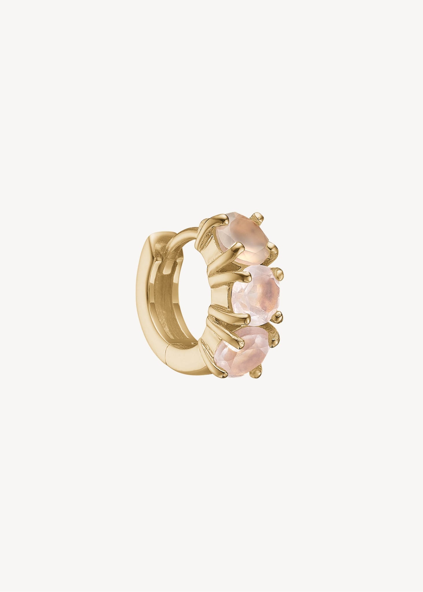 Gem huggie hoops med lyserød rosa kvarts ædelsten i guldbelagt sterling sølv, elegant chunky gem huggie hoop med rosa sten til ham og hende til festen og konfirmation