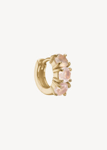 Gem huggie hoops med lyserød rosa kvarts ædelsten i guldbelagt sterling sølv, elegant chunky gem huggie hoop med rosa sten til ham og hende til festen og konfirmation