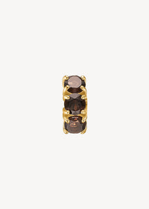 Gem huggie hoops med brune kvarts ædelsten i guldbelagt sterling sølv, elegant chunky gem huggie hoop med brune sten til ham og hende til festen