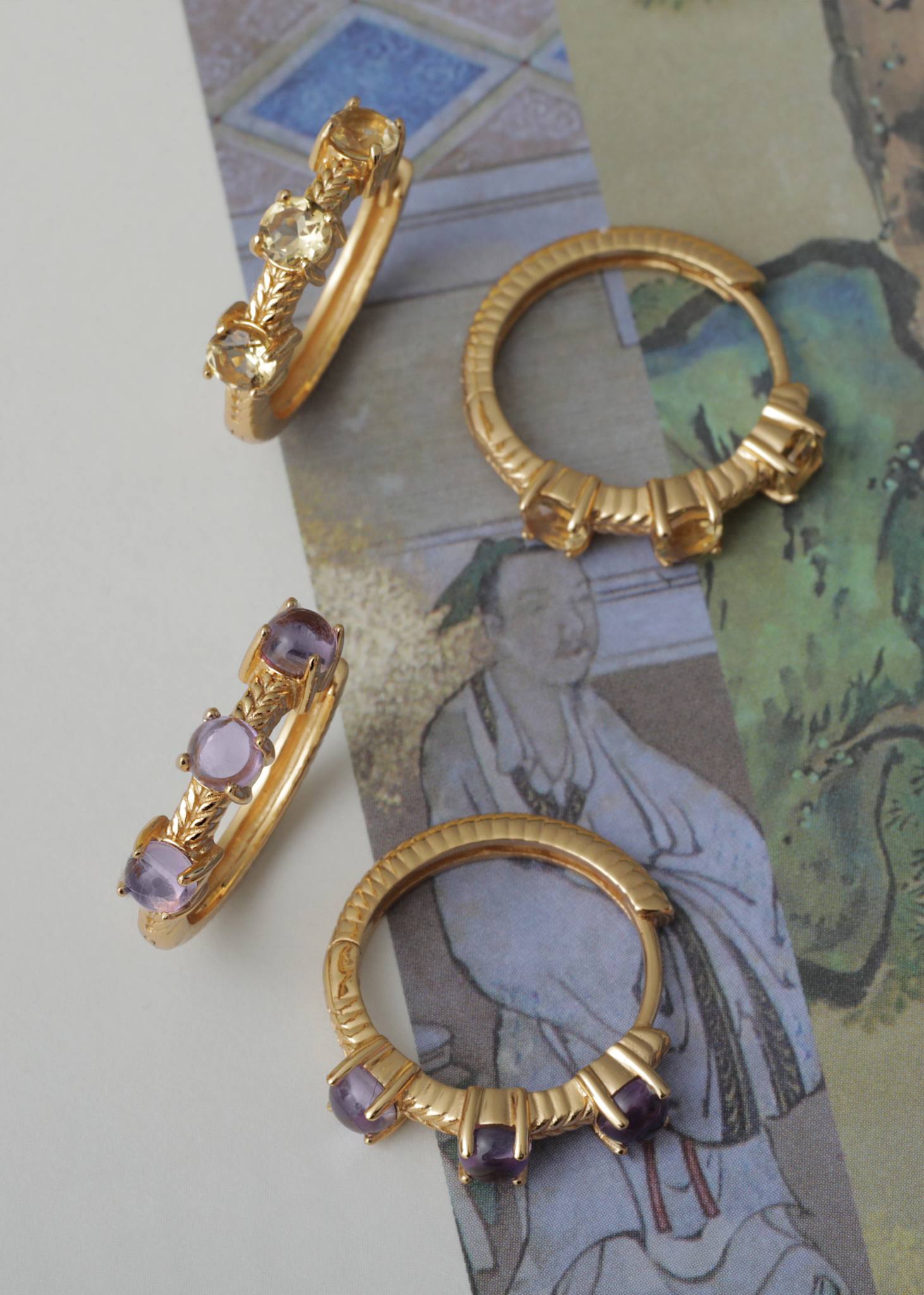 Olalla Creolen mit Champagnerquarz - vergoldet