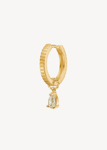 Hoop og charm  i guldbelagt sterling sølv med champagne kvarts charm fra carré jewellery til design dine egne øreringe 