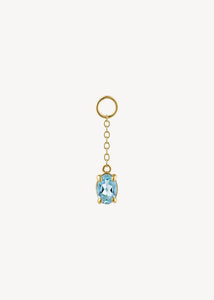 charm til øreringe i hænge stil med lang kæde og blå topas ædelsten i guldbelagt sterling sølv til hoops og charms, perfekt gave til hende 
