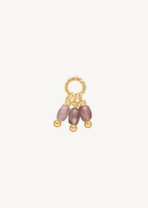 Charm til øreringe og hoops i guld med tre facetslebne pink spinel ædelsten til mænd og kvinder, perfekt gave til hende 
