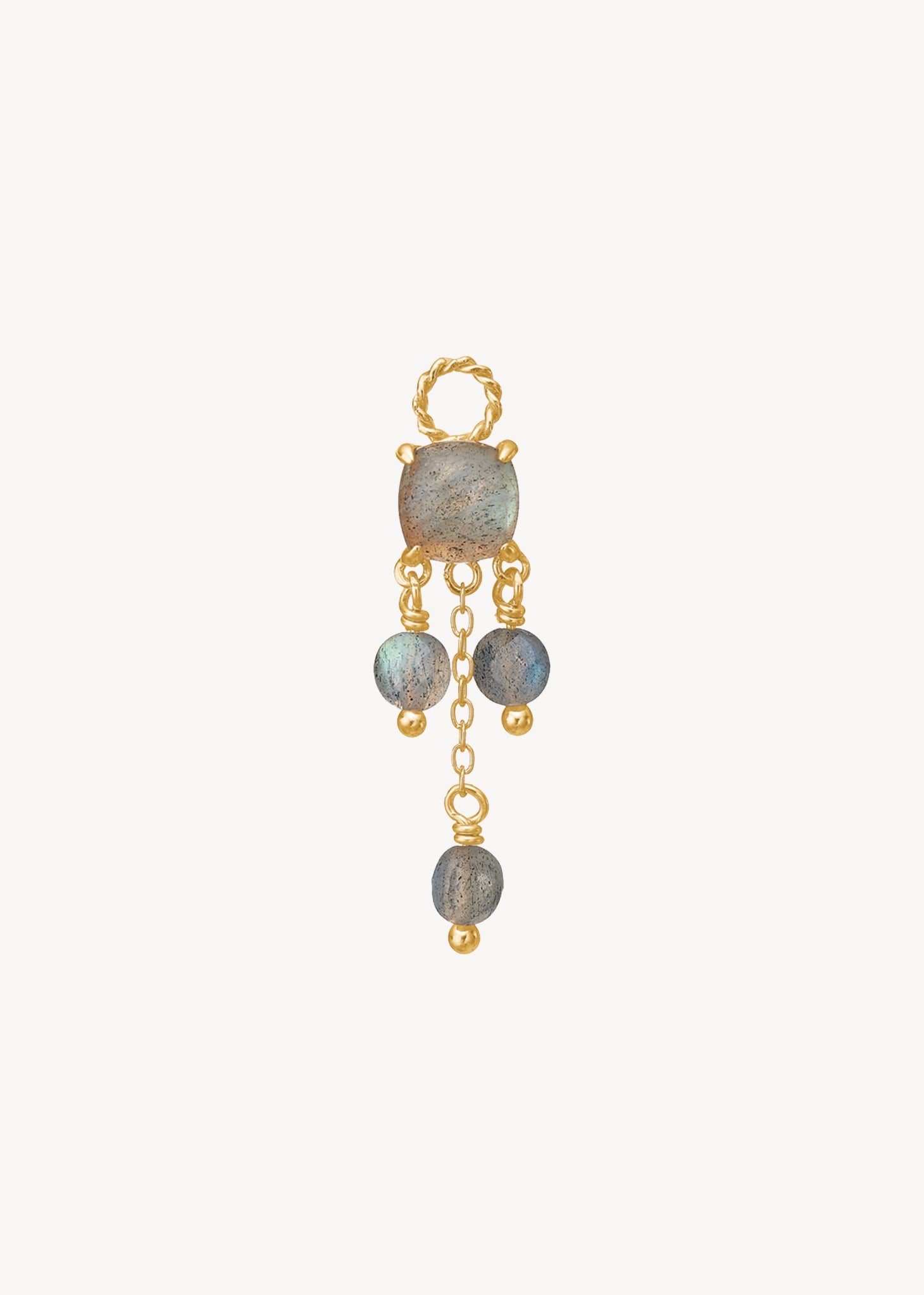 charm til øreringe i guldbelagt sterling sølv i boheme stil med labradorit ædelsten og kæder, perfekt charm til lange hængeøreringe i guld, og god gave til hende 