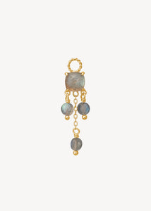 charm til øreringe i guldbelagt sterling sølv i boheme stil med labradorit ædelsten og kæder, perfekt charm til lange hængeøreringe i guld, og god gave til hende 