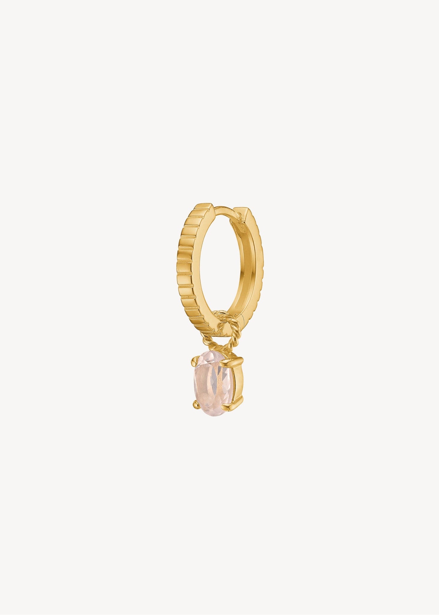Hoop øreringe med charms i guldbelagt sterling sølv med rosa kvarts ædelsten, perfekt gave til hende under 300 kr