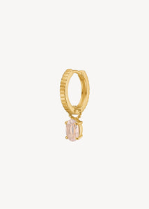 Hoop øreringe med charms i guldbelagt sterling sølv med rosa kvarts ædelsten, perfekt gave til hende under 300 kr