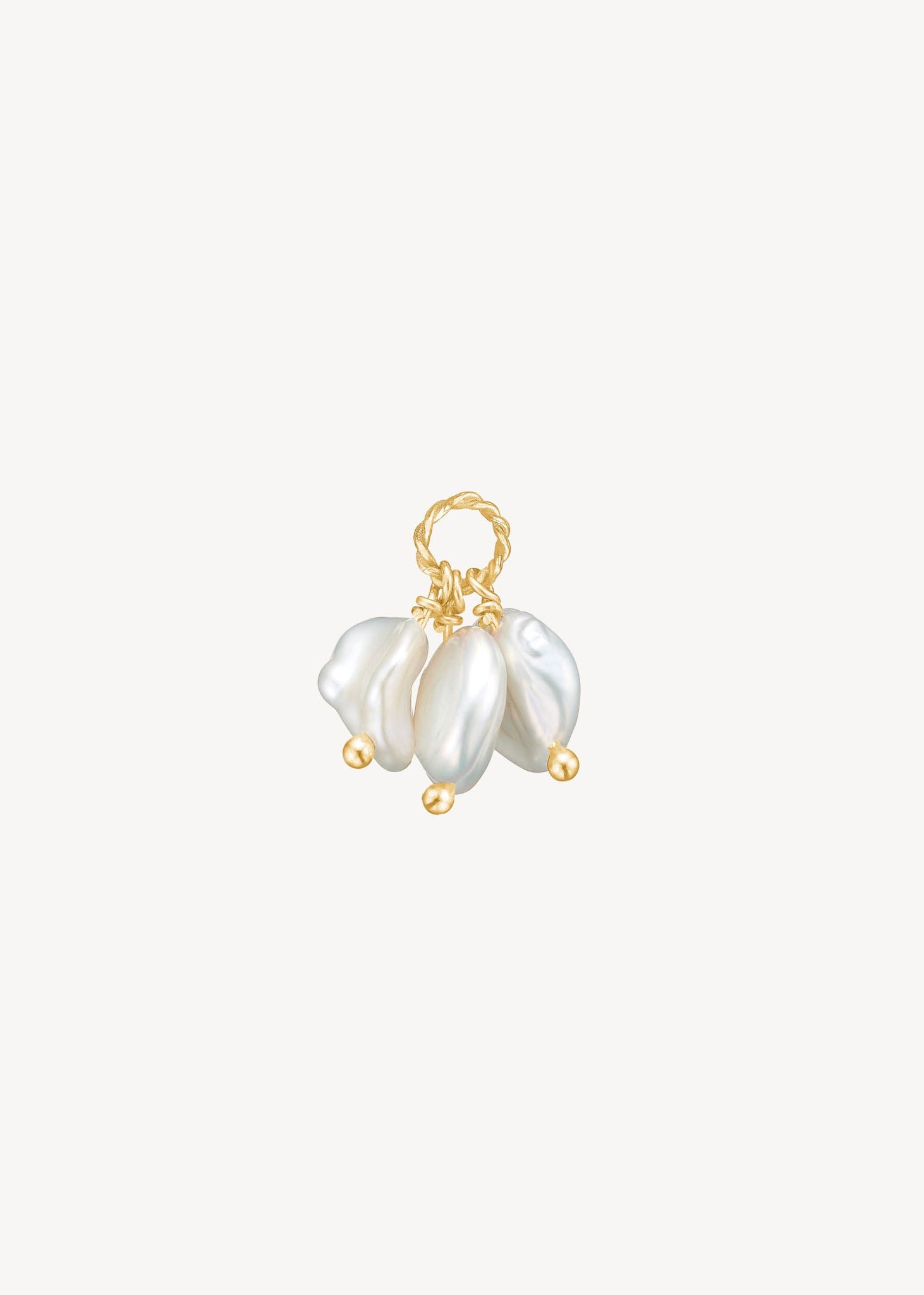 Perle charm til øreringe i guldbelagt sterling sølv med tre keshi ferskvandsperler, kan også bruges som vedhæng til halskæder, perfekt gave til hende, perleøreringe til bryllup, smykker til konfirmanden 