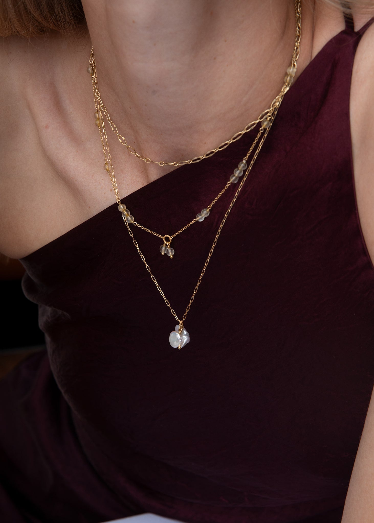 Ines charm mit Keshi-Perle - vergoldet