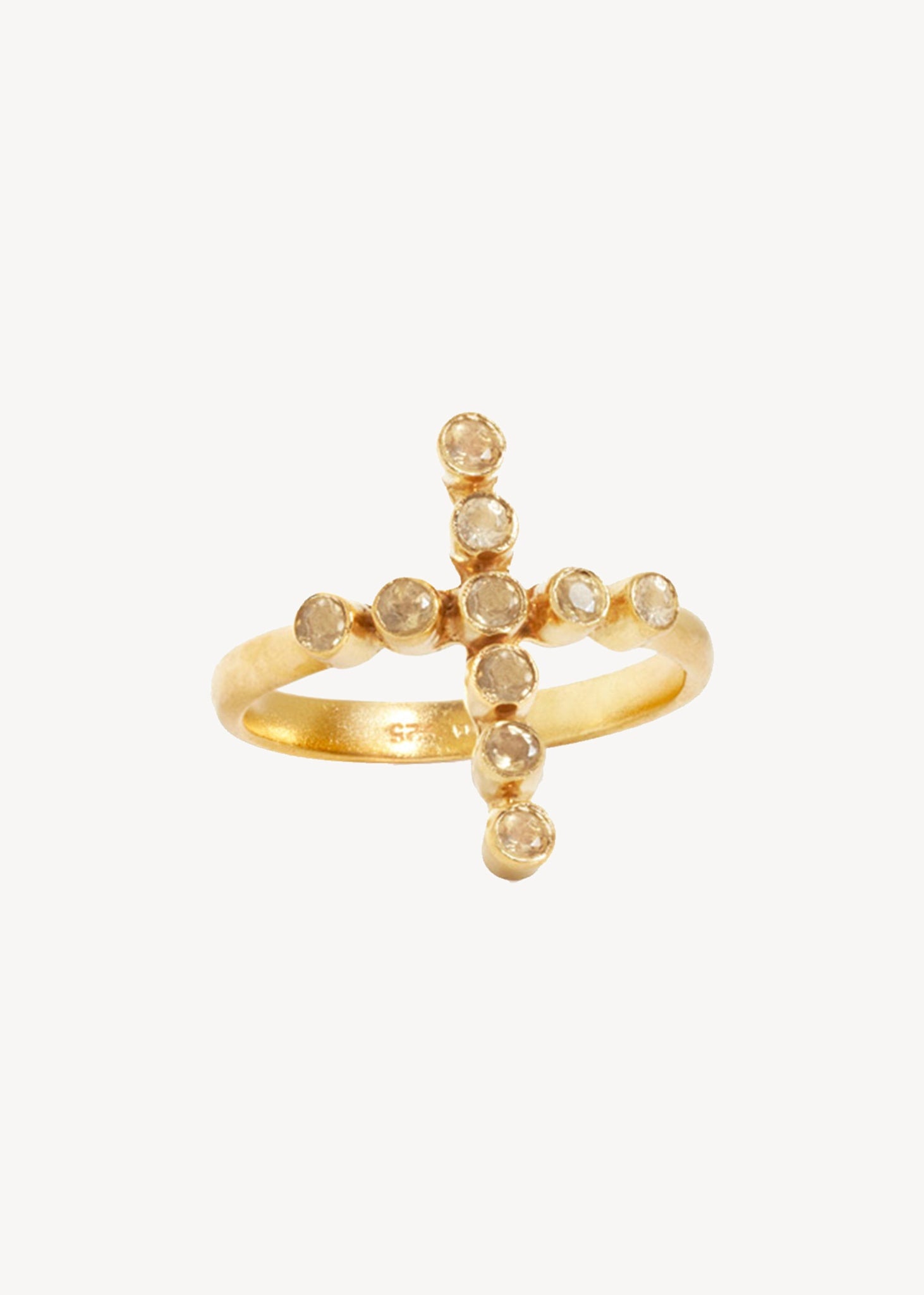 Croix ring mit Citrin - vergoldet