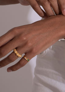Flora ring mit Zirkonia - vergoldet