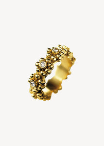 Flora ring mit Zirkonia - vergoldet