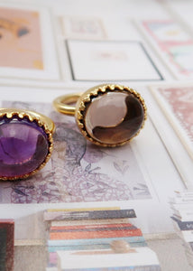 Ceos ring mit Rauchquarz - vergoldet