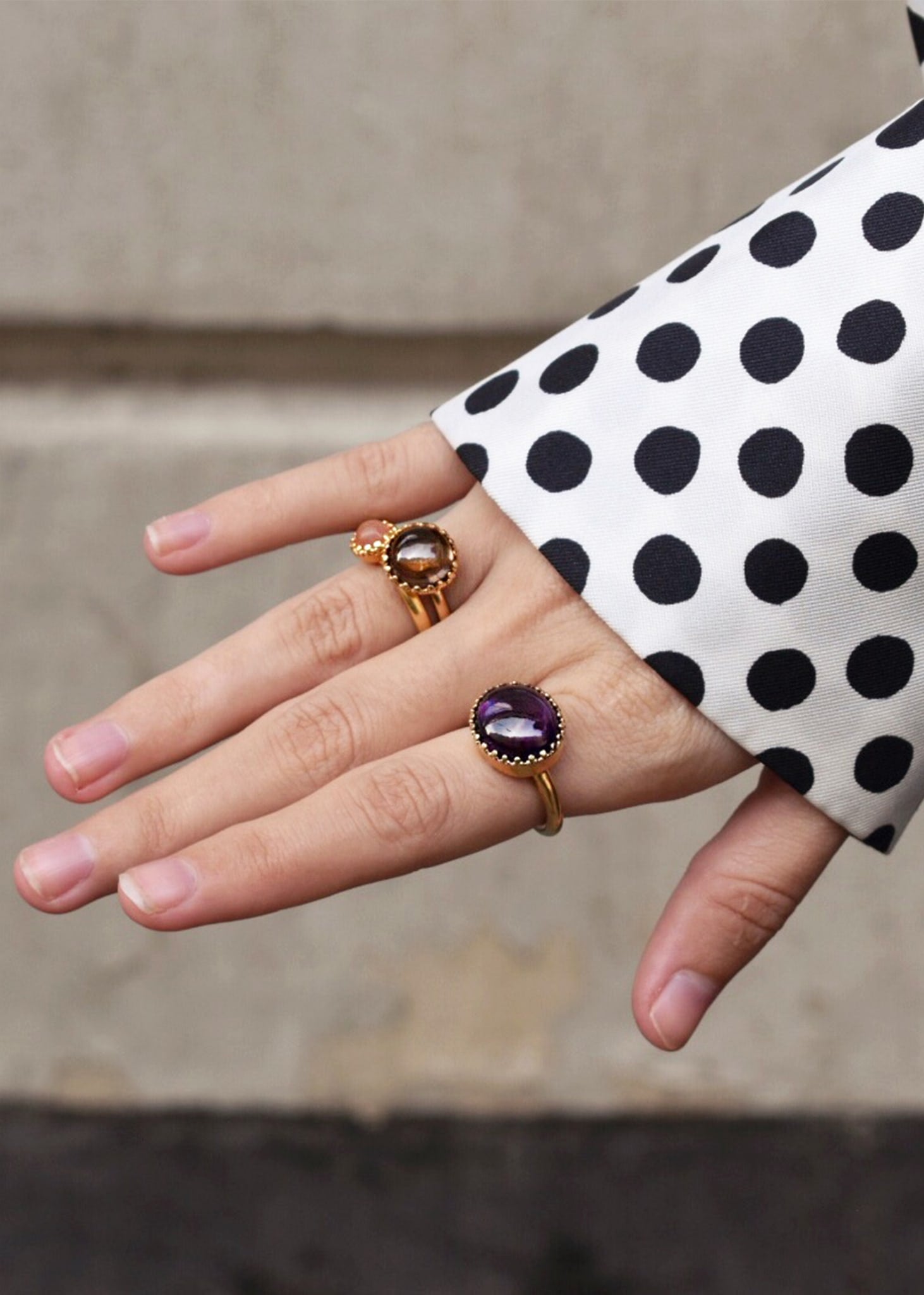 Ceos ring mit Rauchquarz - vergoldet