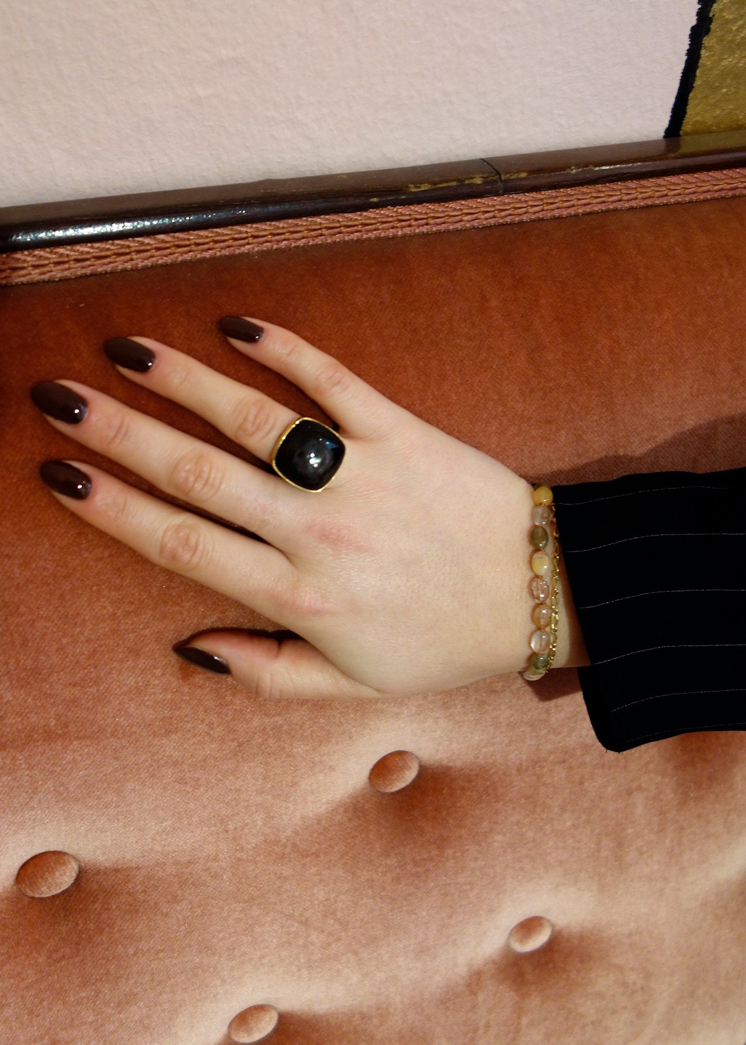 Luna ring mit Hypersthene - vergoldet