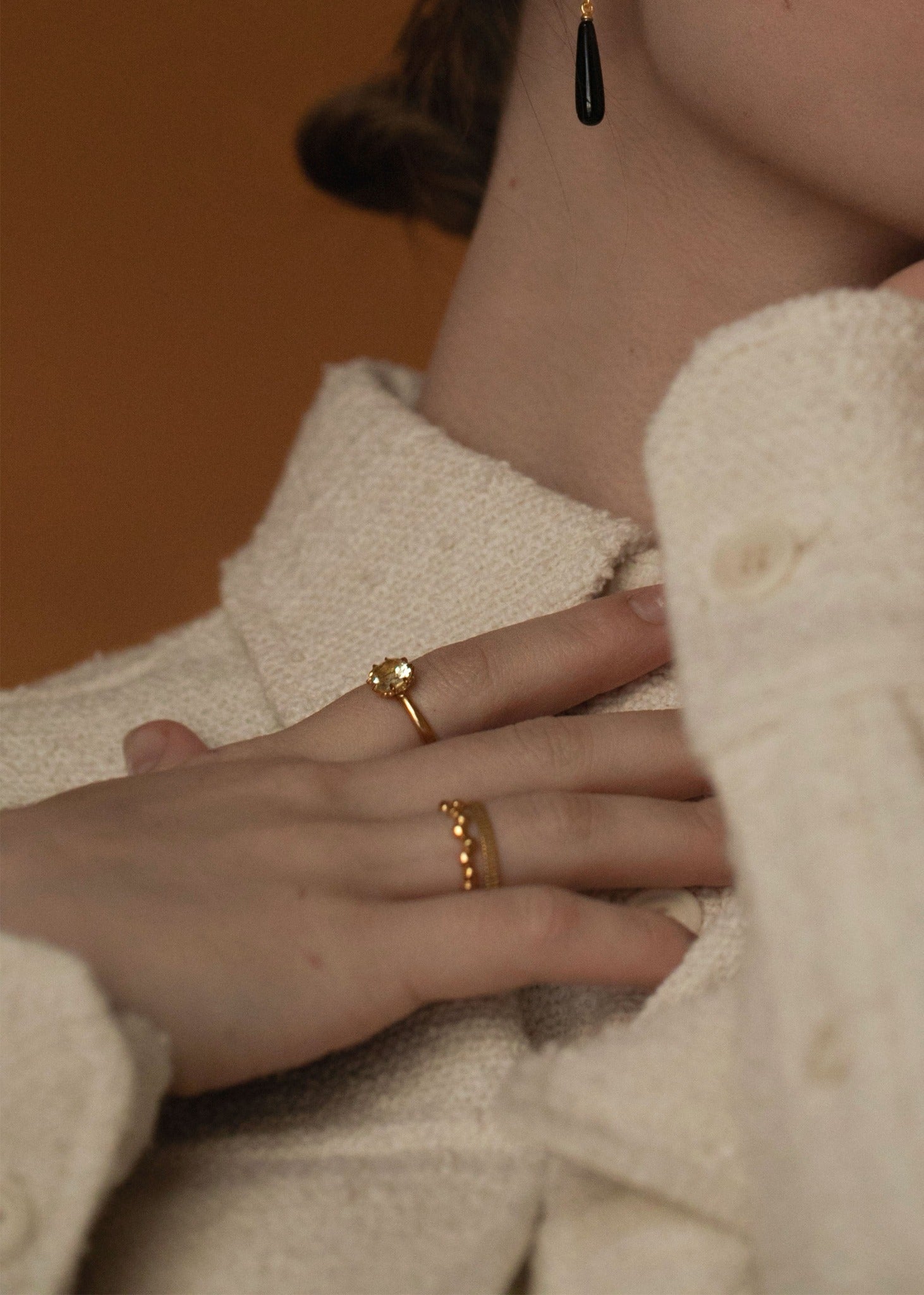 Cushion ring mit Lemon Quarz - vergoldet