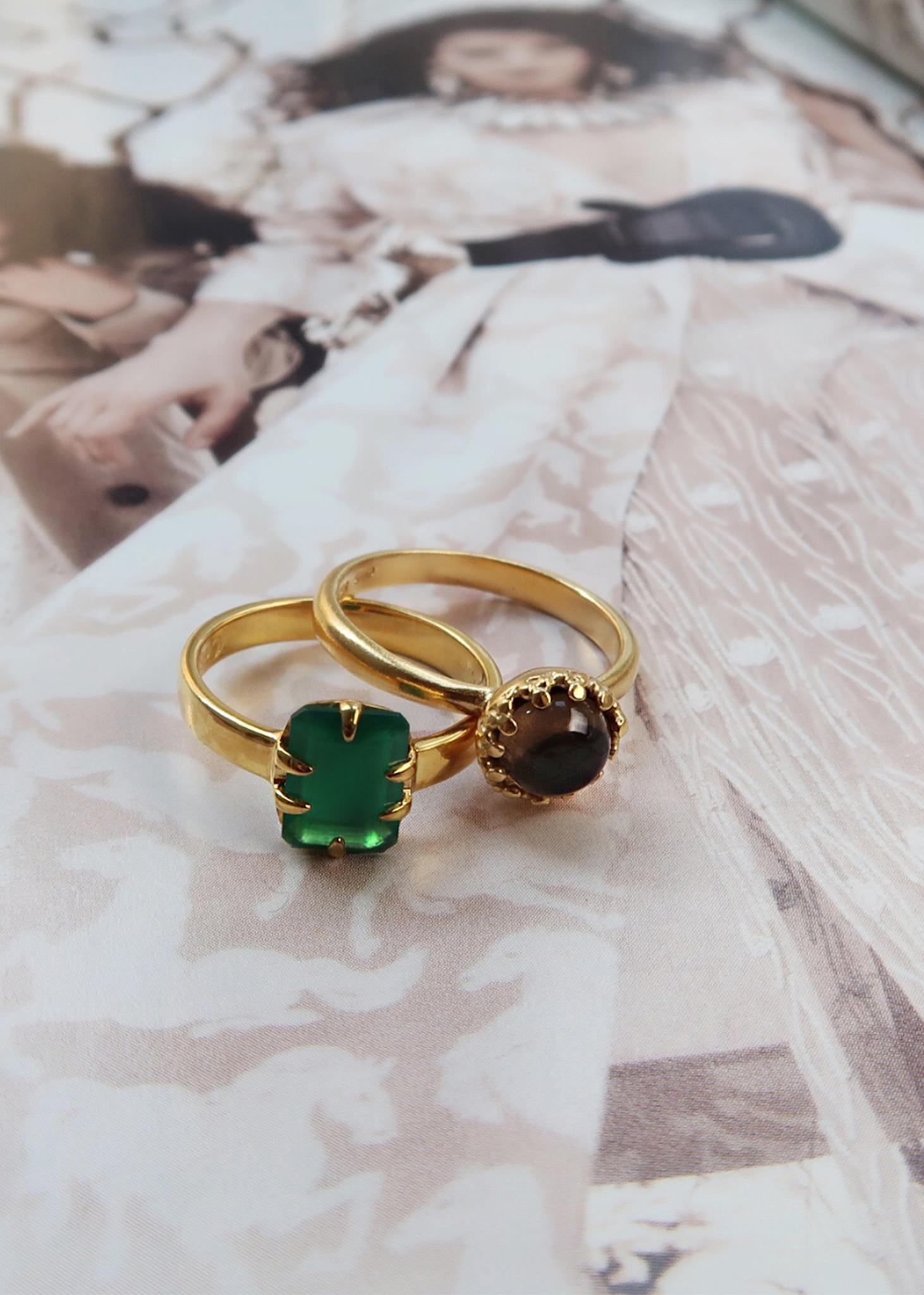 Zoë ring mit Rauchquarz - vergoldet